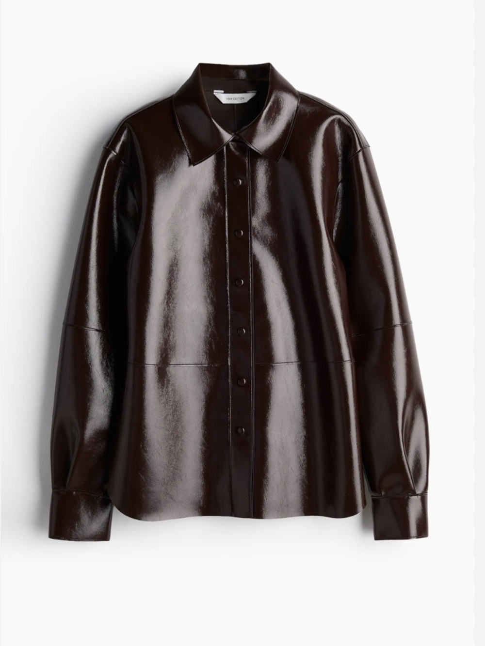 H&M Dark Brown Faux Leather Shirt Jacket